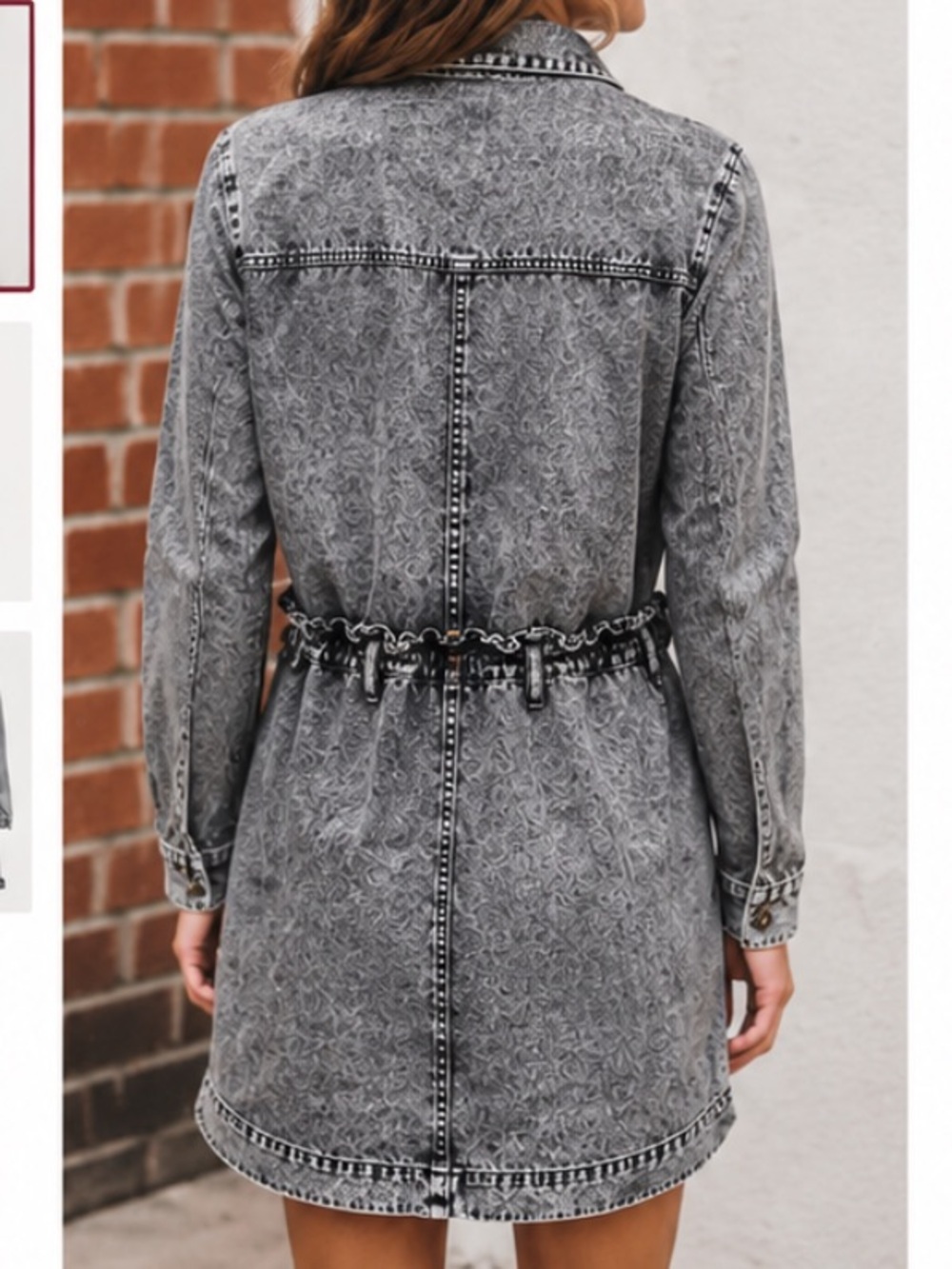 Who what wear Acid Wash Distressed Denim Shirt Dress Size Medium - Picture 2 of 11